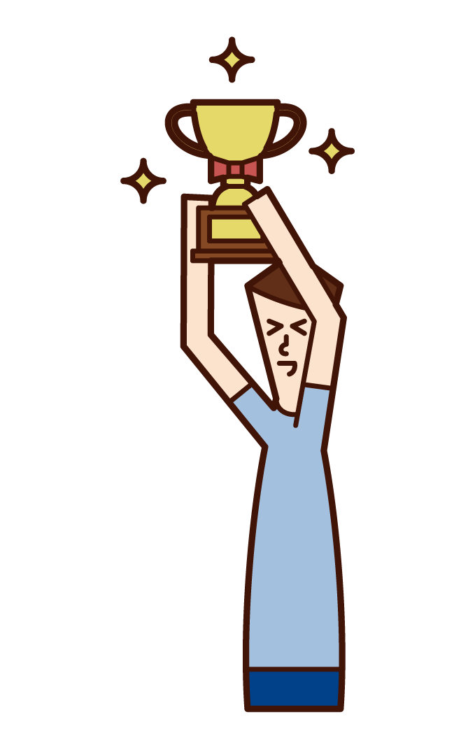 Illustration of a woman holding a trophy