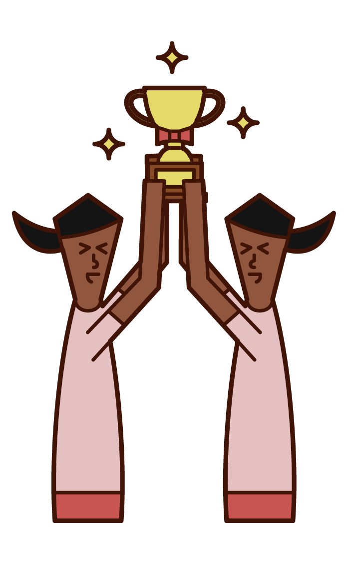 Illustration of a woman holding a trophy