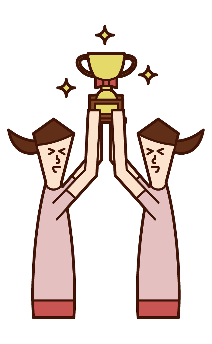 Illustration of a woman holding a trophy
