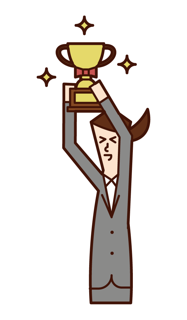 Illustration of a woman holding a trophy