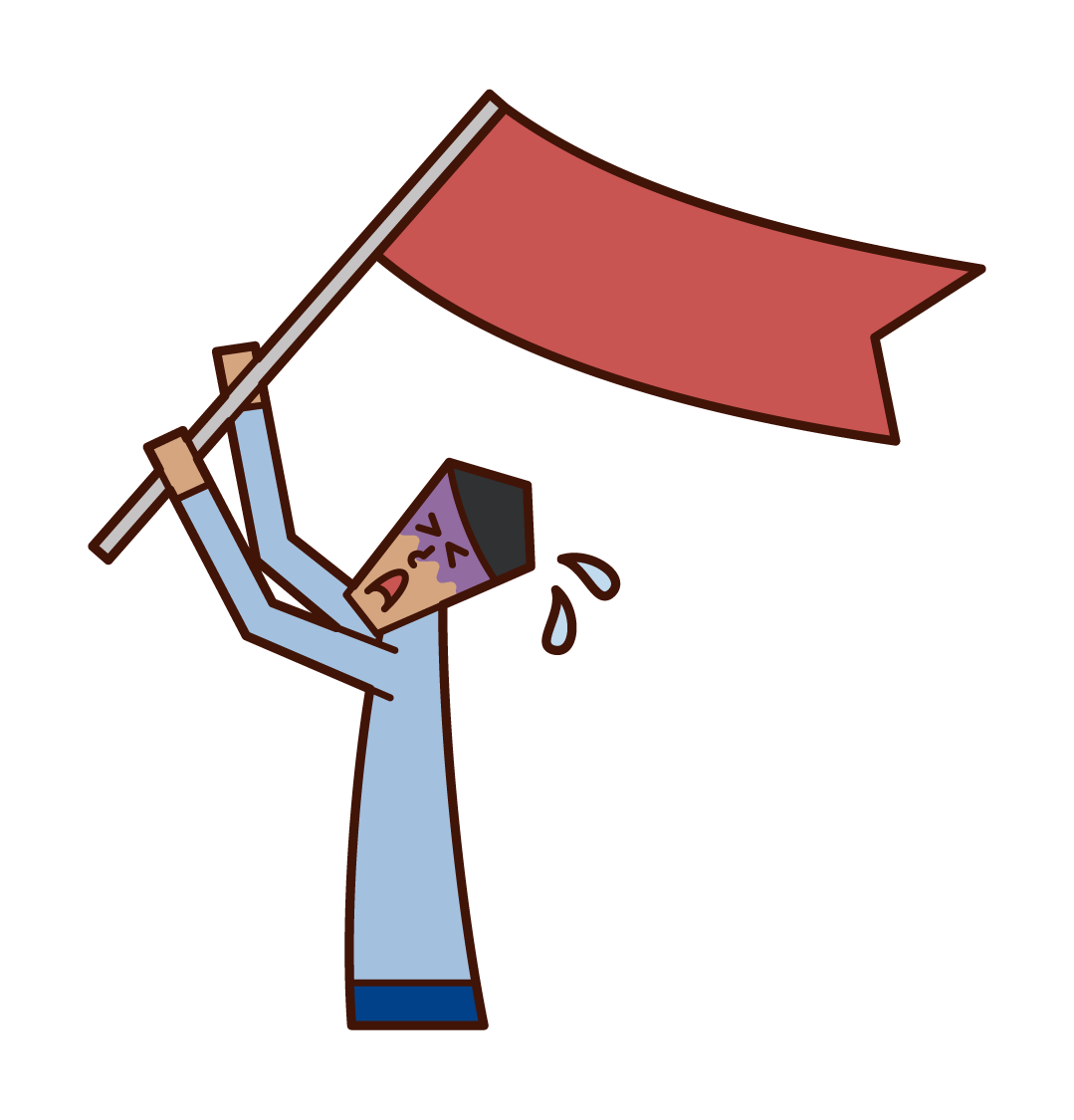 Illustration of a man waving a flag and asking for SOS