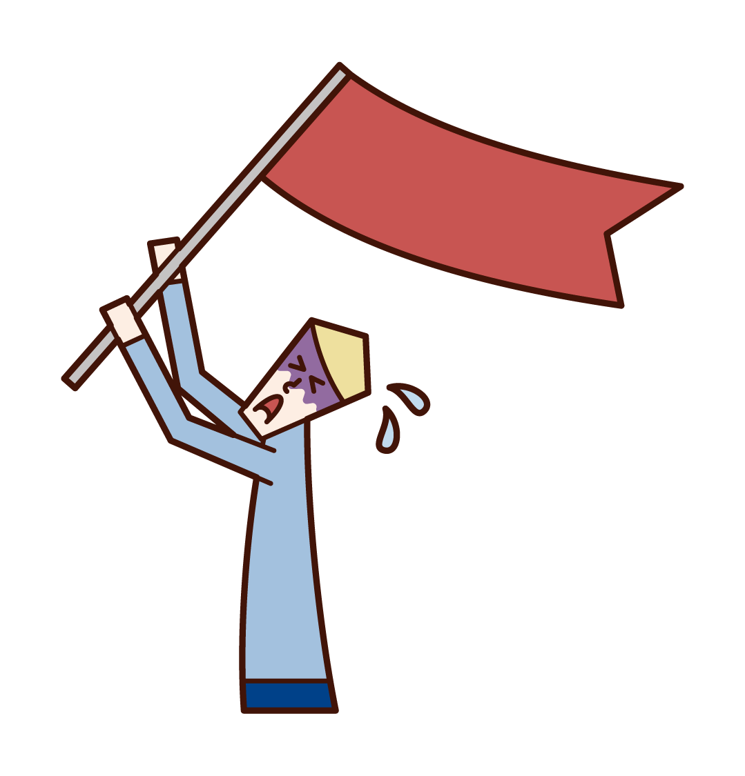 Illustration of a man waving a flag and asking for SOS