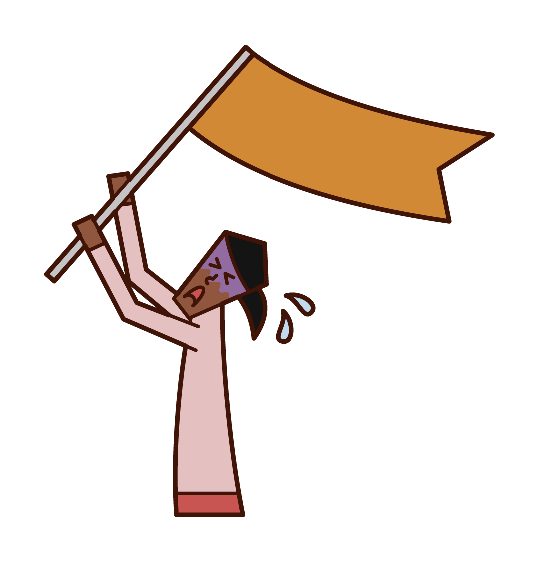 Illustration of a woman waving a flag and asking for SOS