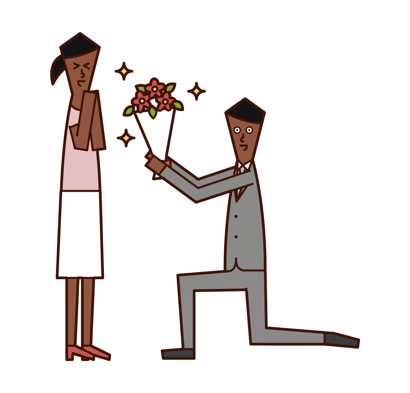 花束を渡してプロポーズする人 男性 のイラスト フリーイラスト素材 Kukukeke ククケケ