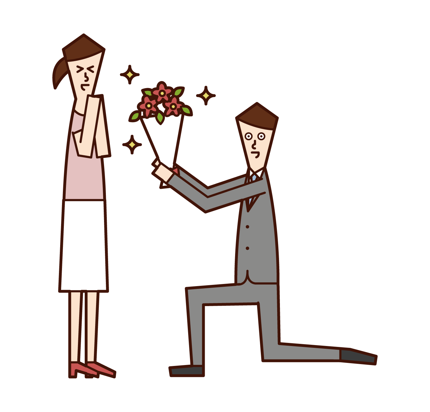花束を渡してプロポーズする人 男性 のイラスト フリーイラスト素材 Kukukeke ククケケ