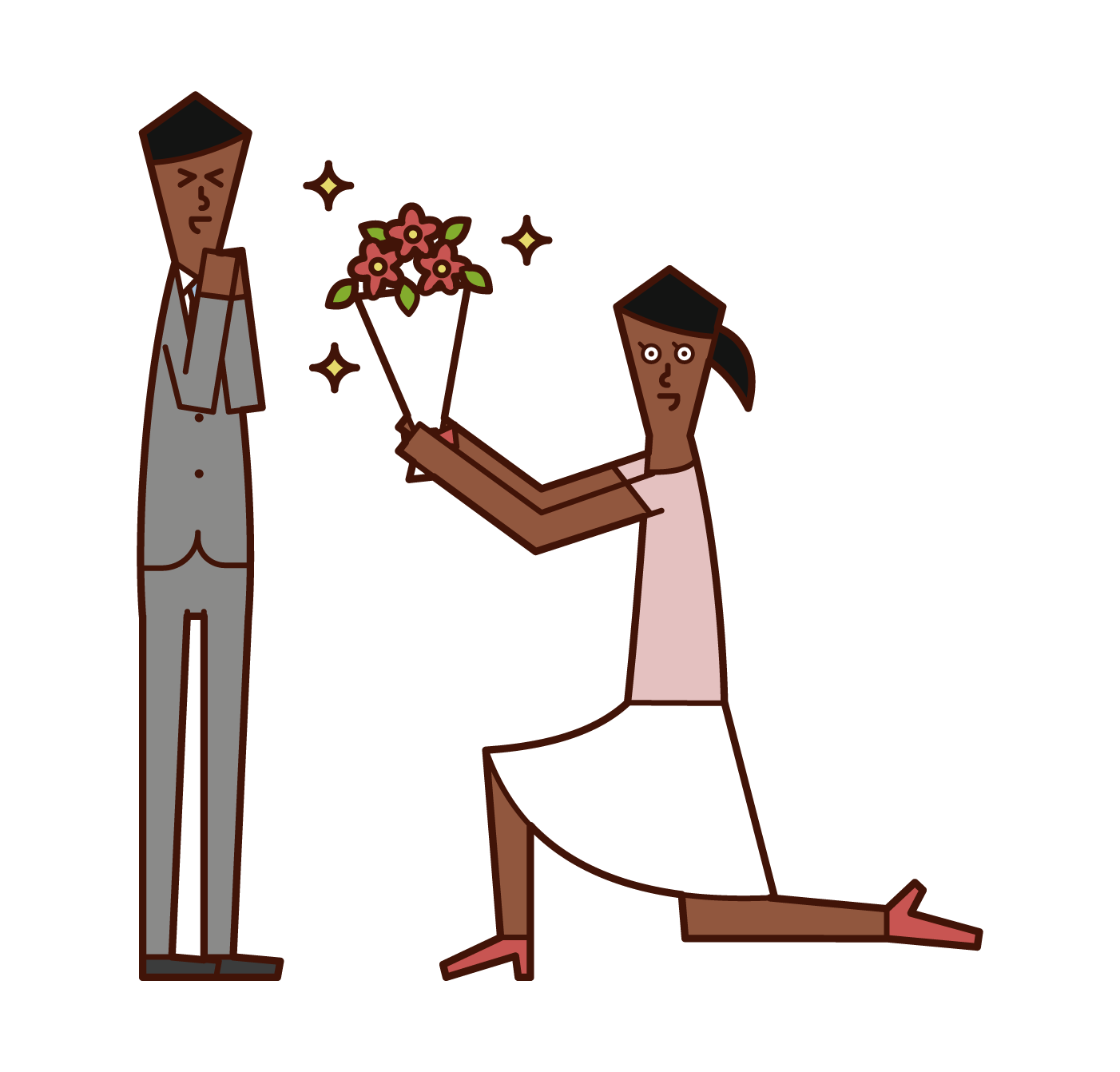 花束を渡してプロポーズする人 女性 のイラスト フリーイラスト素材 Kukukeke ククケケ