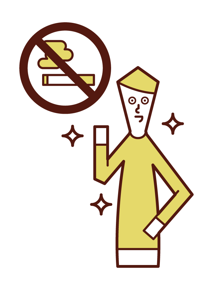 Illustration of a person (male) who succeeded in quitting smoking