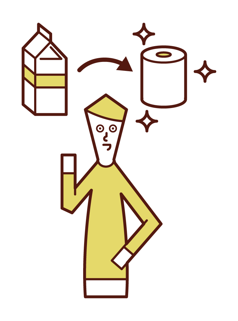 Illustration of a recycling person (man)