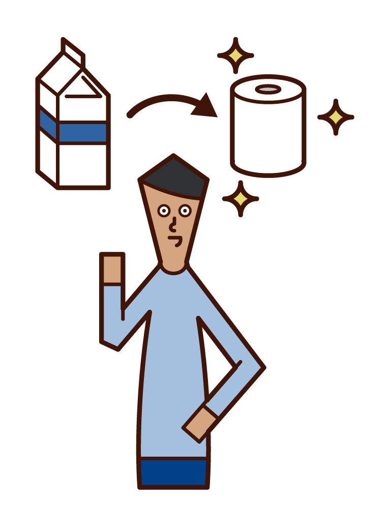Illustration of a recycling person (man)