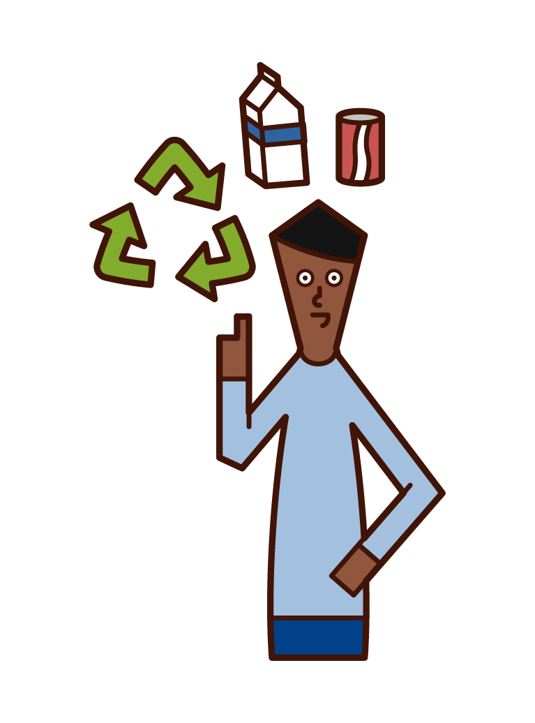 Illustration of a recycling person (man)