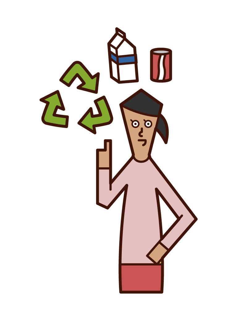 Illustration of a recycling person (woman)