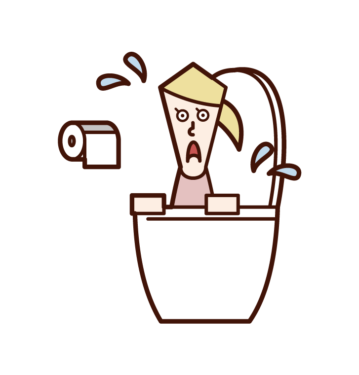 Illustration of a woman coming out of a toilet bowl