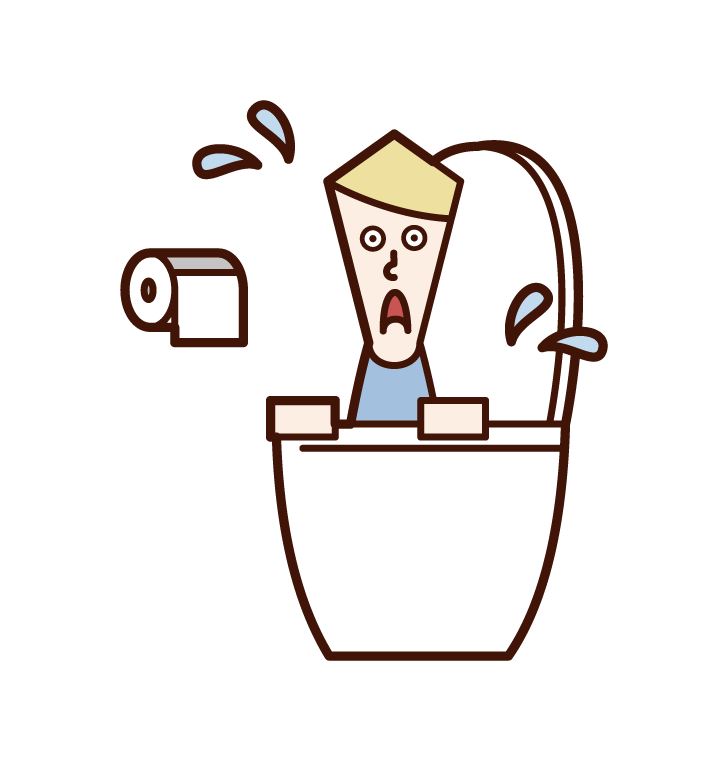 Illustration of a man coming out of a toilet bowl