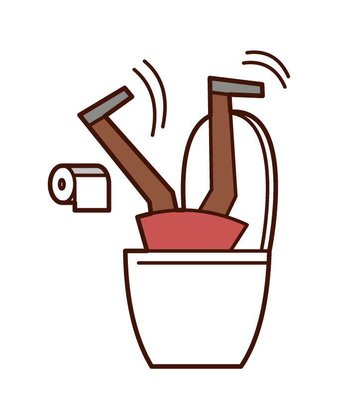 Illustration of a woman being sucked into a toilet bowl