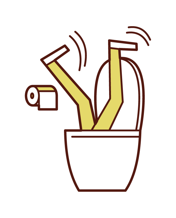 Illustration of a man being sucked into a toilet bowl