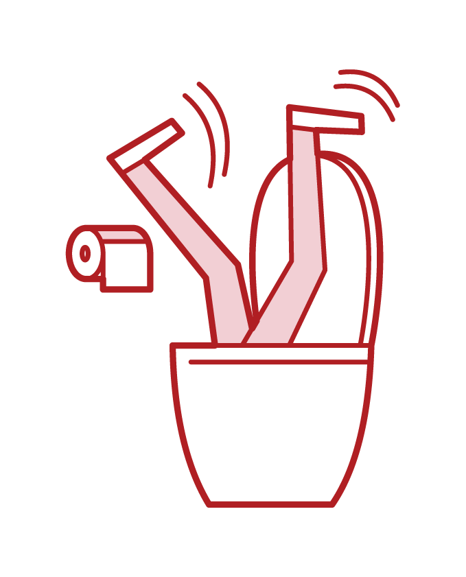 Illustration of a man being sucked into a toilet bowl