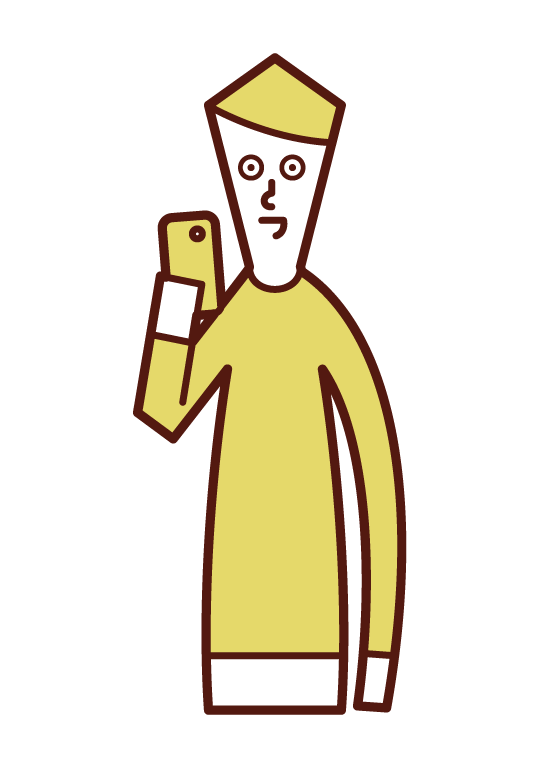 Illustration of a person (man) using a smartphone