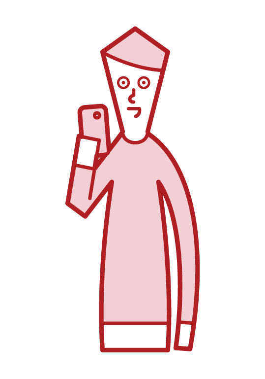 Illustration of a person (man) using a smartphone
