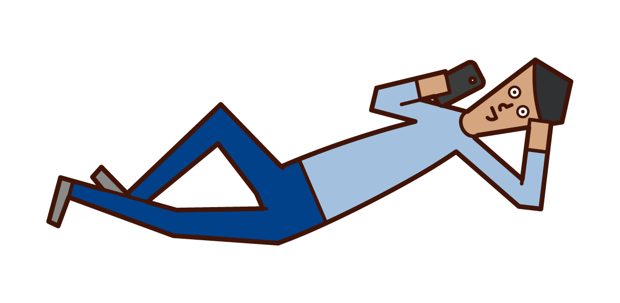 Illustration of a man using a smartphone while lying down