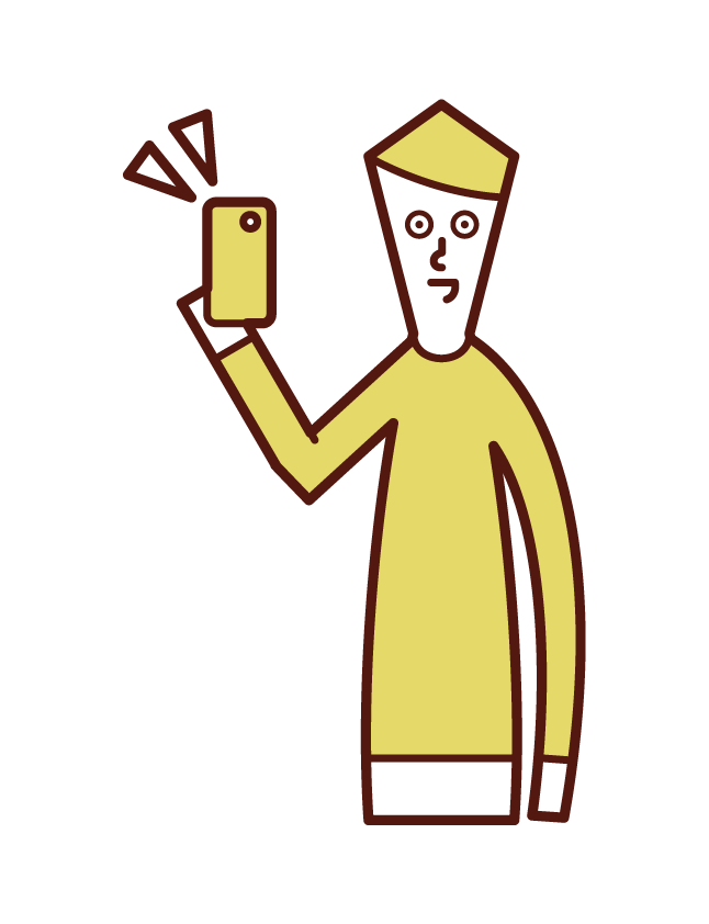 Illustration of a man who got a new smartphone