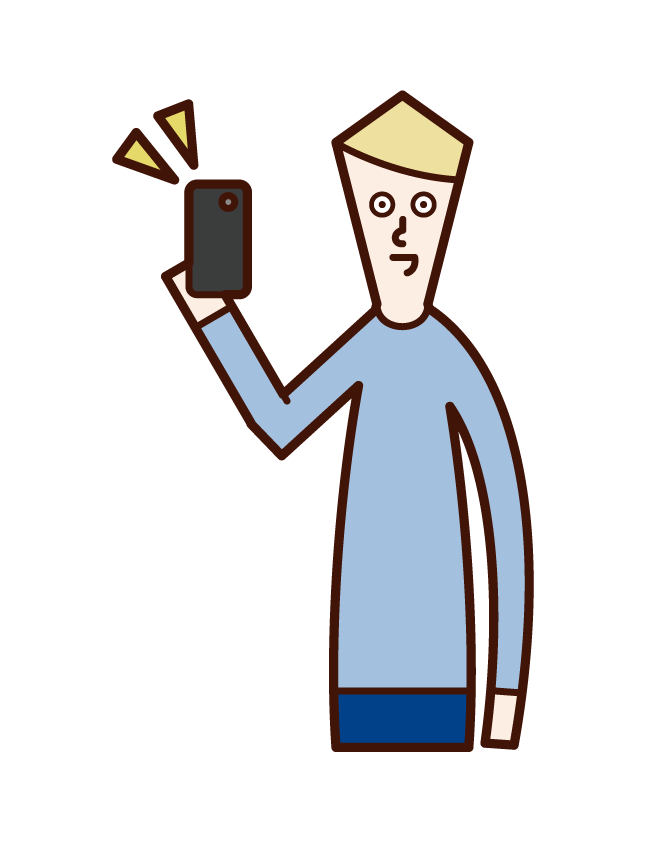 Illustration of a man who got a new smartphone