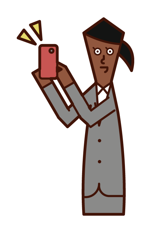Illustration of a woman promoting a smartphone