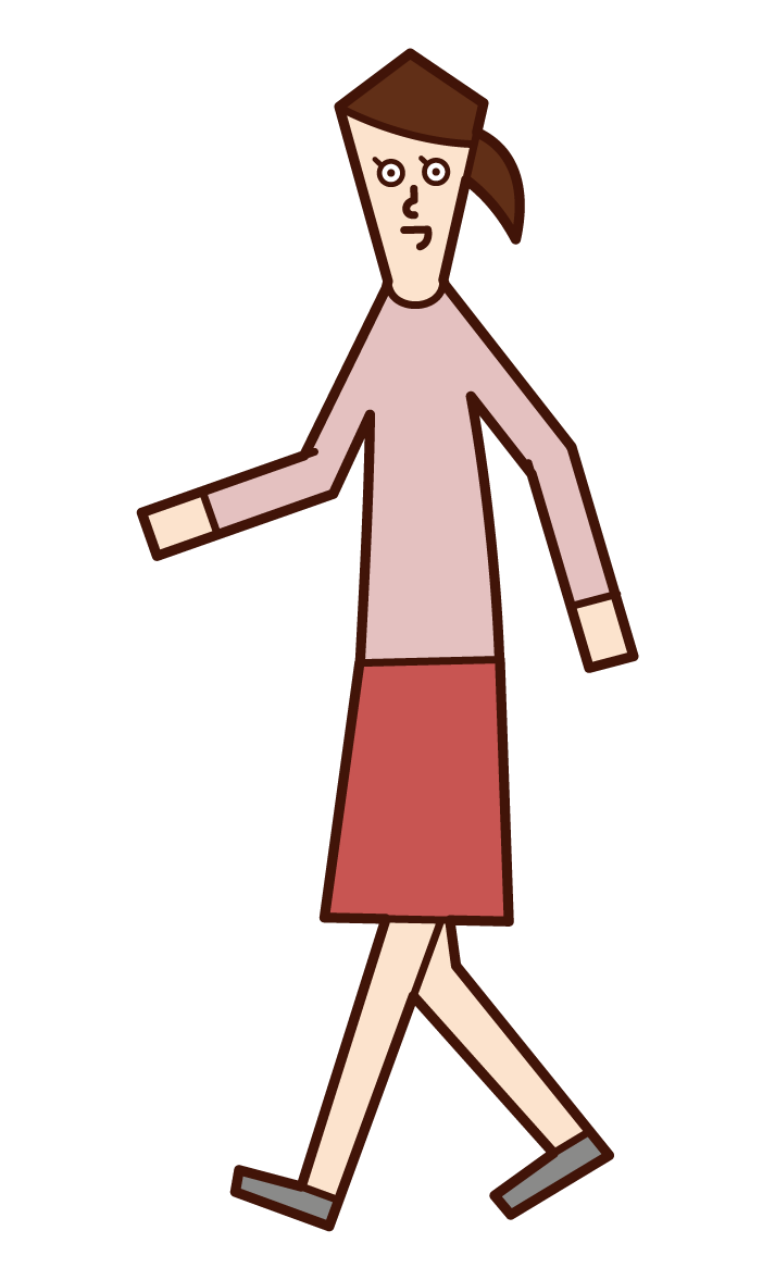 歩く人（女性）のイラスト