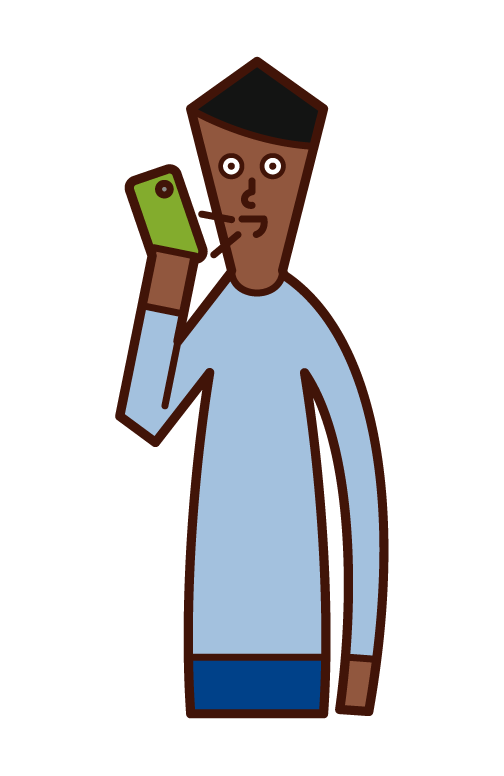 Illustration of speech recognition (man) on smartphone