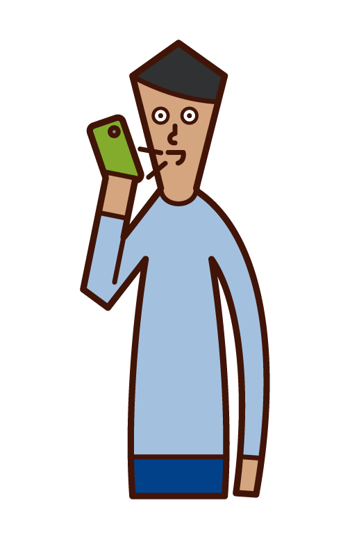 Illustration of speech recognition (man) on smartphone