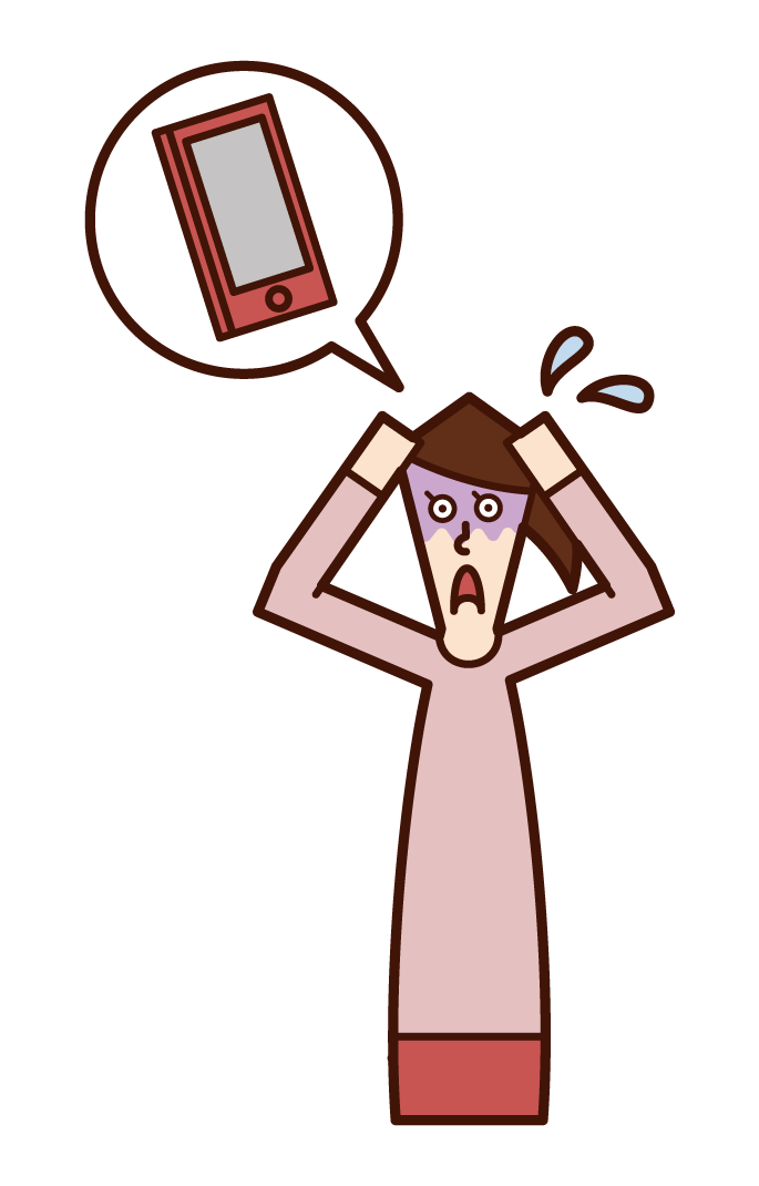Illustration of a person (woman) who is impatient with her smartphone