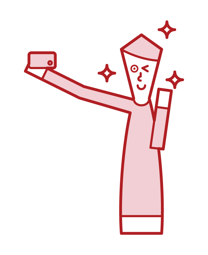 スマートフォンで自撮りをする人 男性 のイラスト フリーイラスト素材 Kukukeke ククケケ