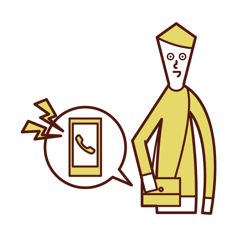 Illustration of smartphone (man) ringing ringtone