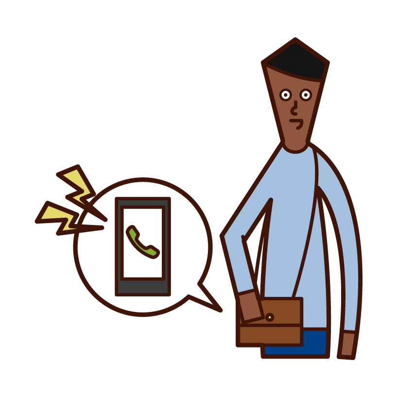 Illustration of a person (man) who only uses a smartphone while dating