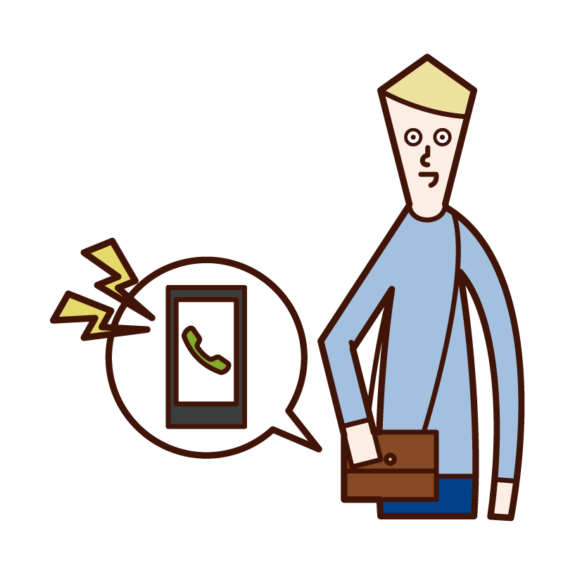 Illustration of a person (man) who only uses a smartphone while dating