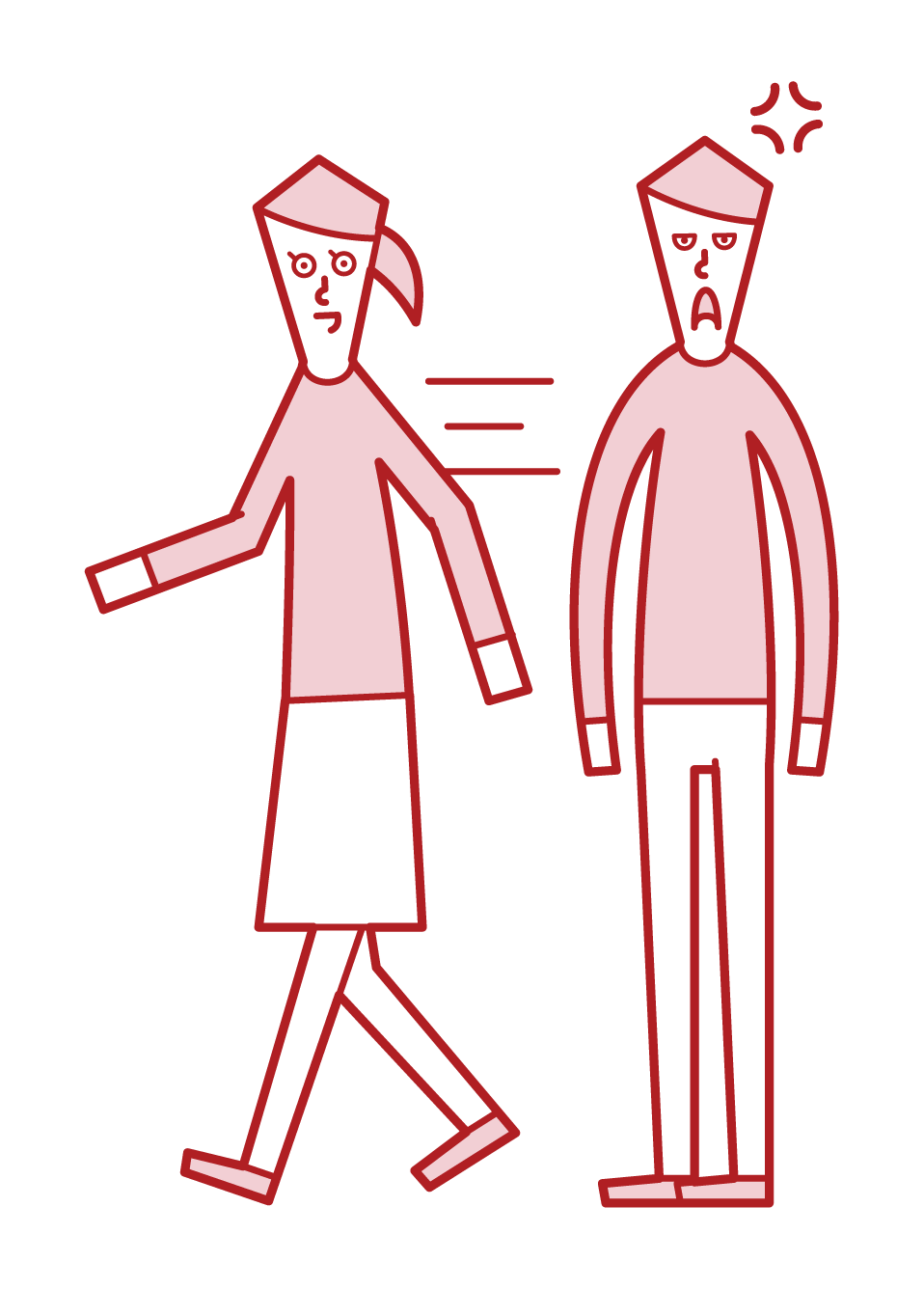 Illustration of a woman walking fast while dating