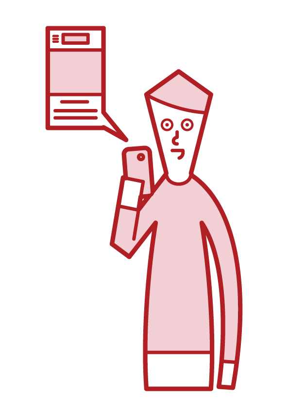 Illustration of a man surfing the Internet on a smartphone
