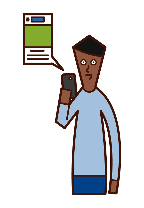 Illustration of a man surfing the Internet on a smartphone