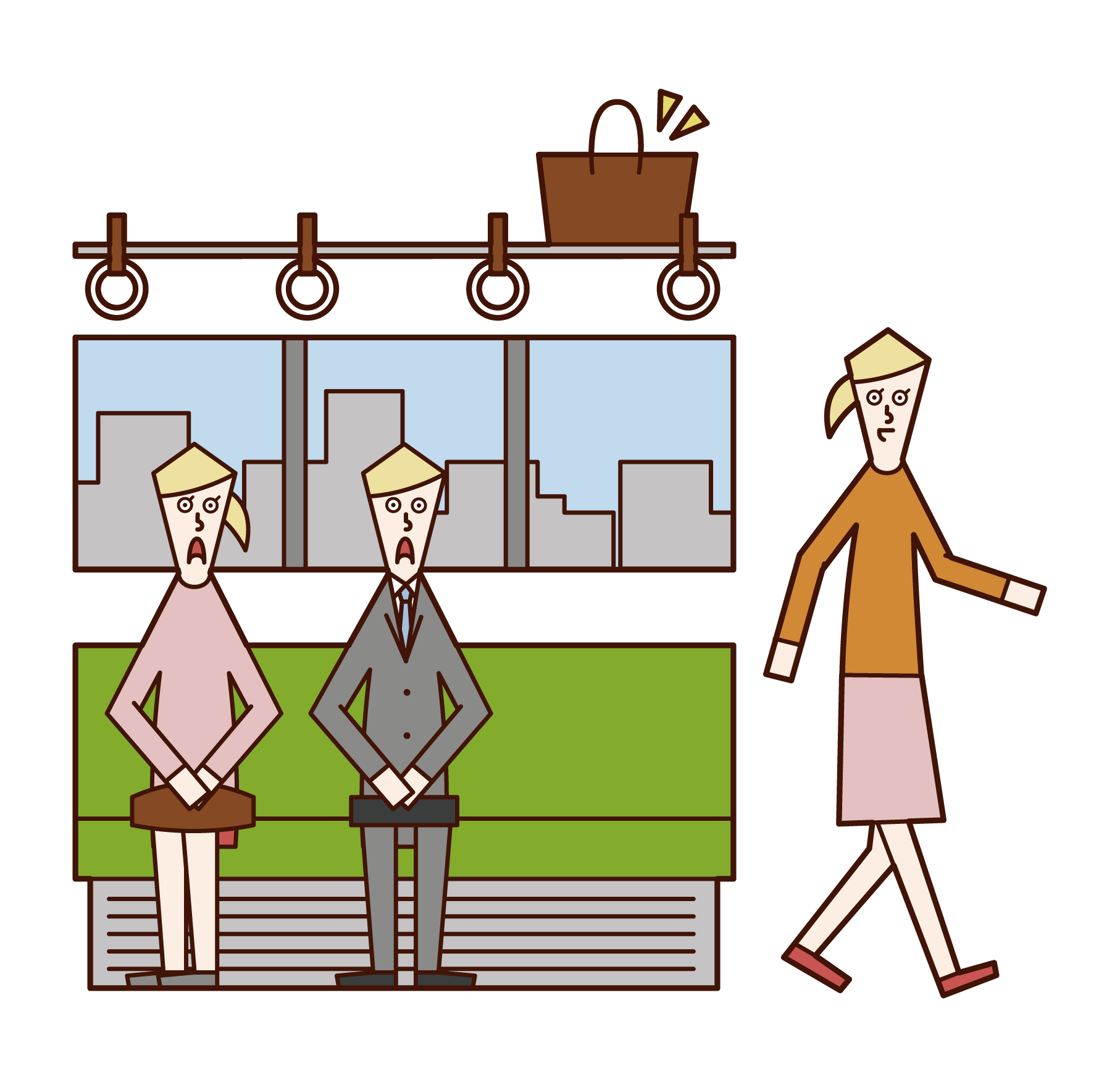 Illustration of a woman who left her luggage on a train