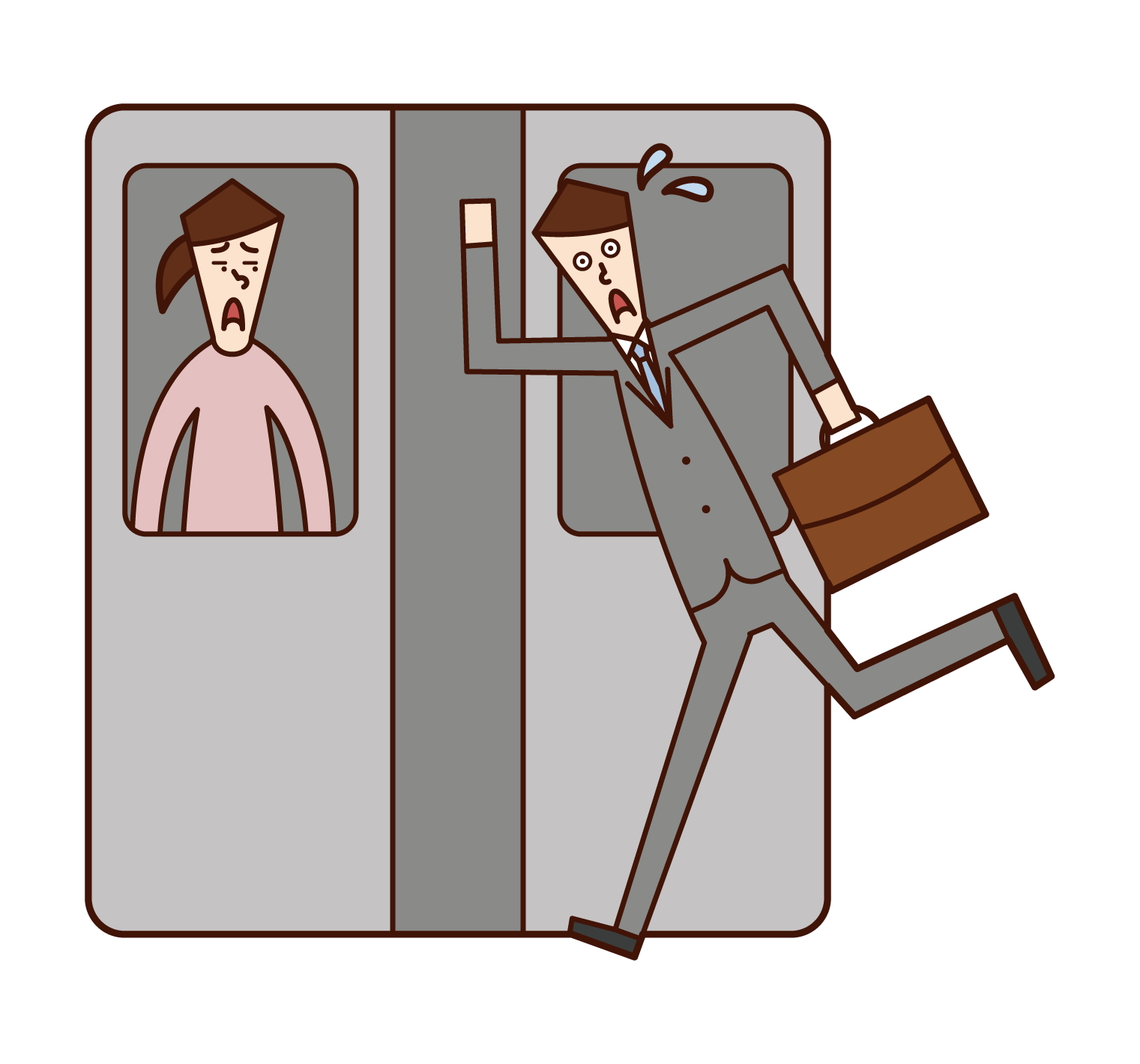 Illustration of a man running into a train
