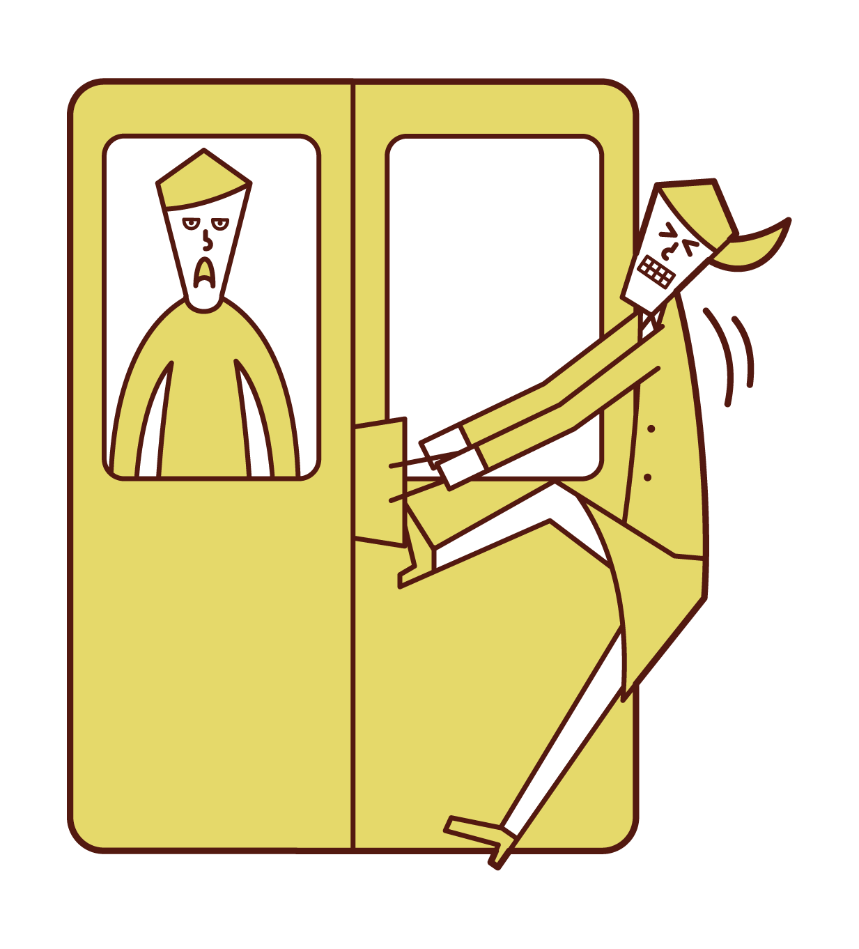 電車のドアに荷物が挟まれた人 女性 のイラスト フリーイラスト素材 Kukukeke ククケケ