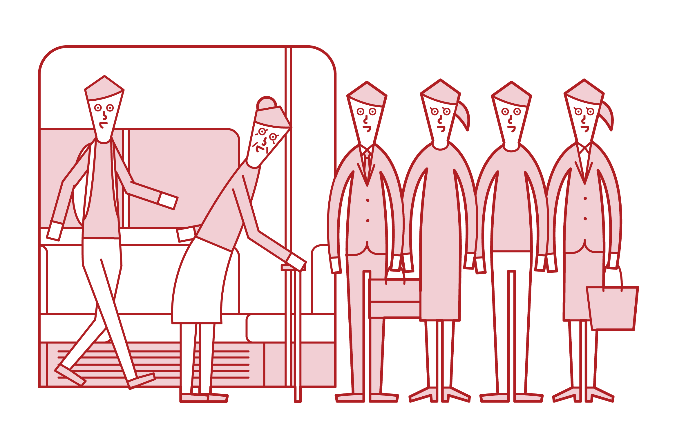 Illustration of passenger prioritizing people who get off the train