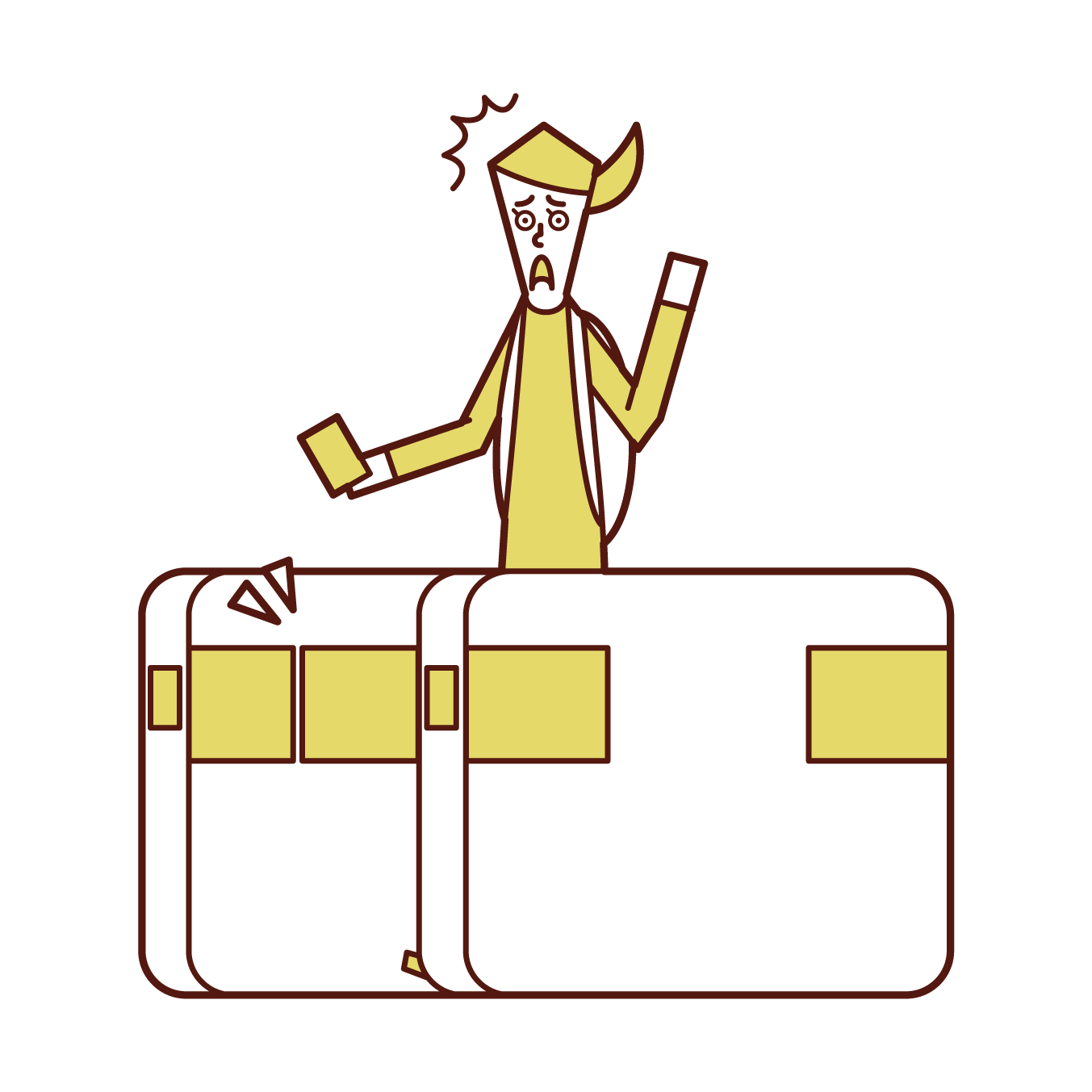 Illustration of a woman who couldn't pass through the ticket gate