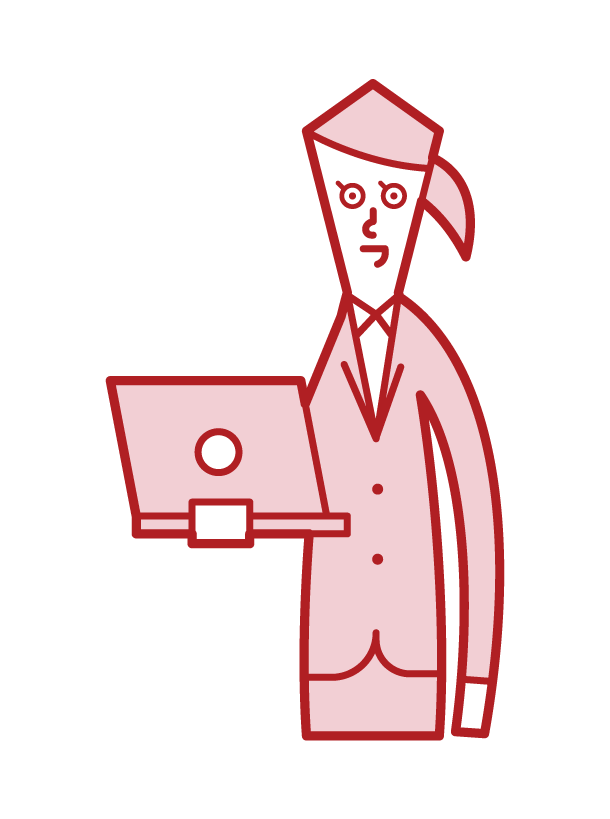 Illustration of a woman with a personal computer
