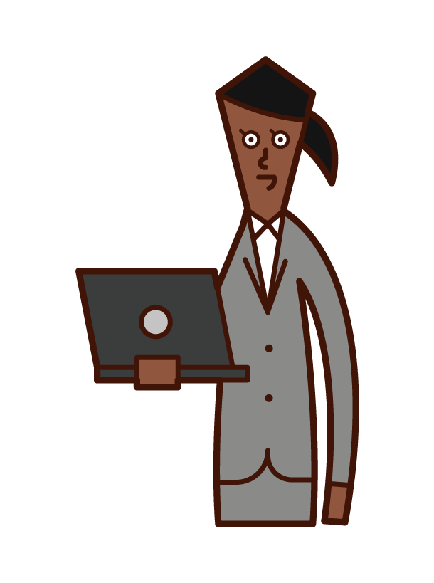 Illustration of a woman with a personal computer