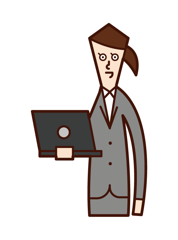 Illustration of a woman with a personal computer