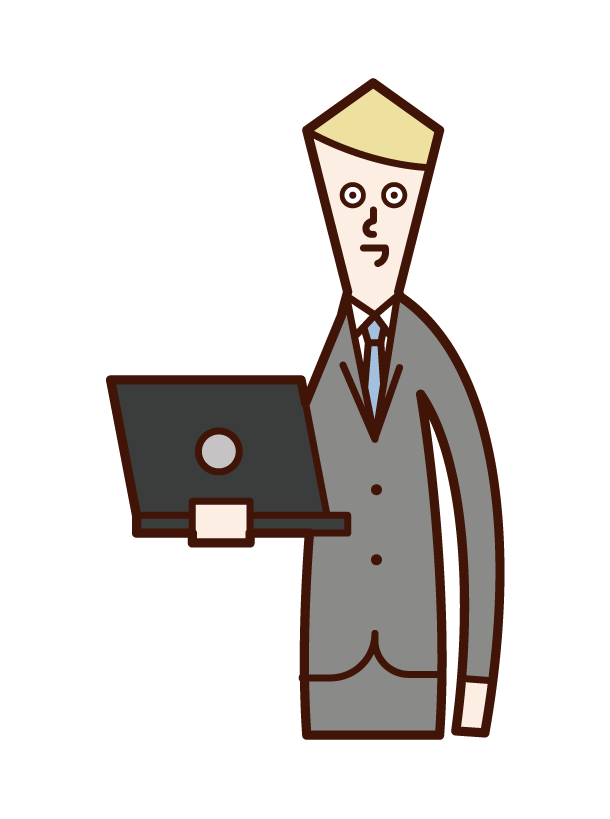 Illustration of a man with a personal computer