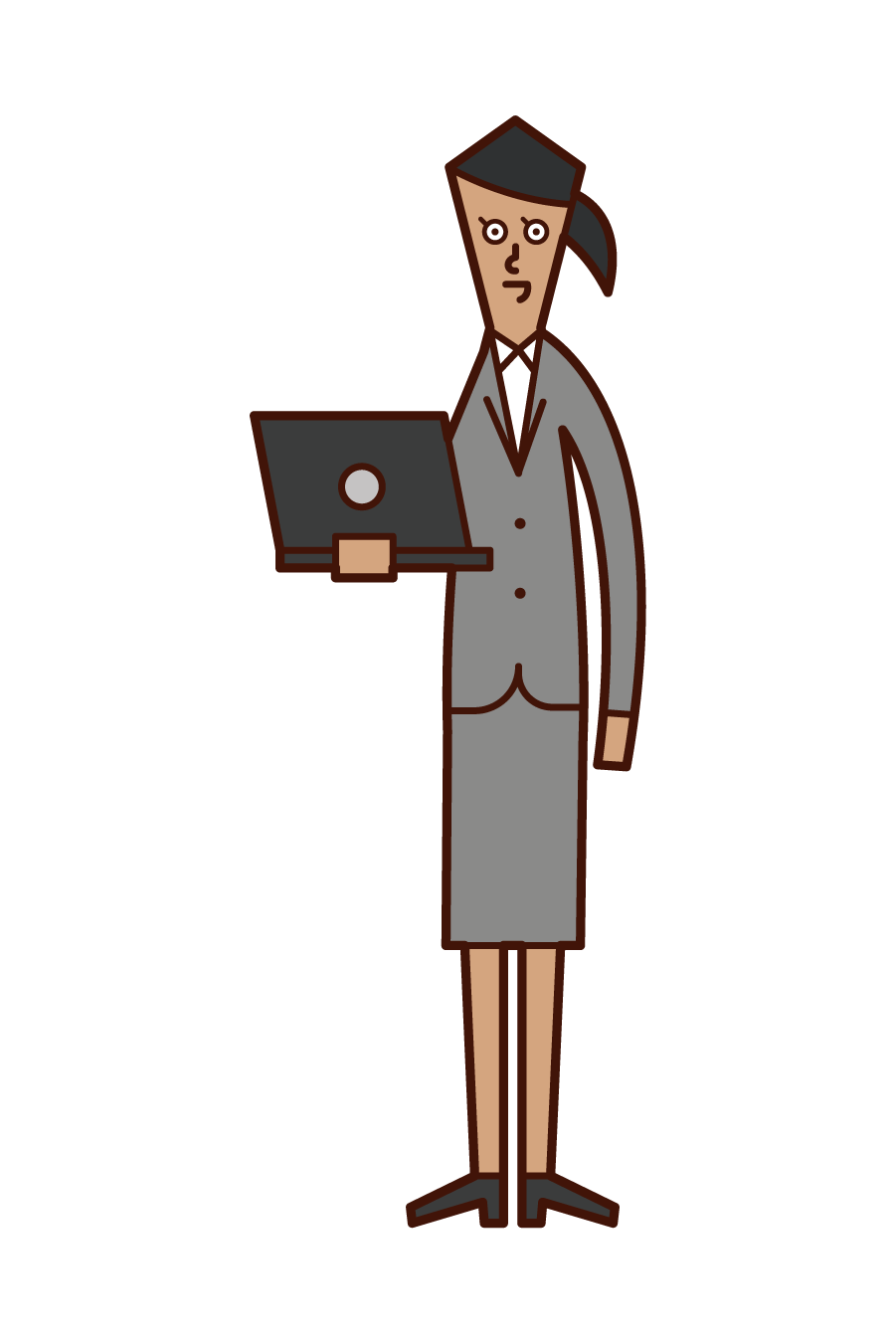 컴퓨터를 가진 사람 (여성)의 그림