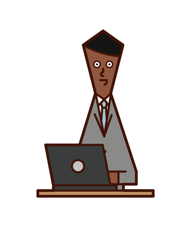 Illustration of a man using a computer