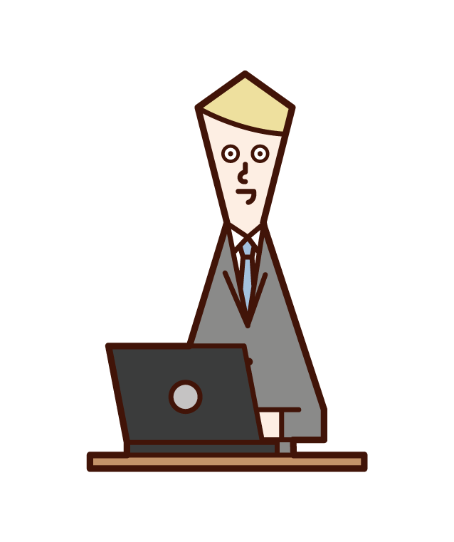 Illustration of a man using a computer