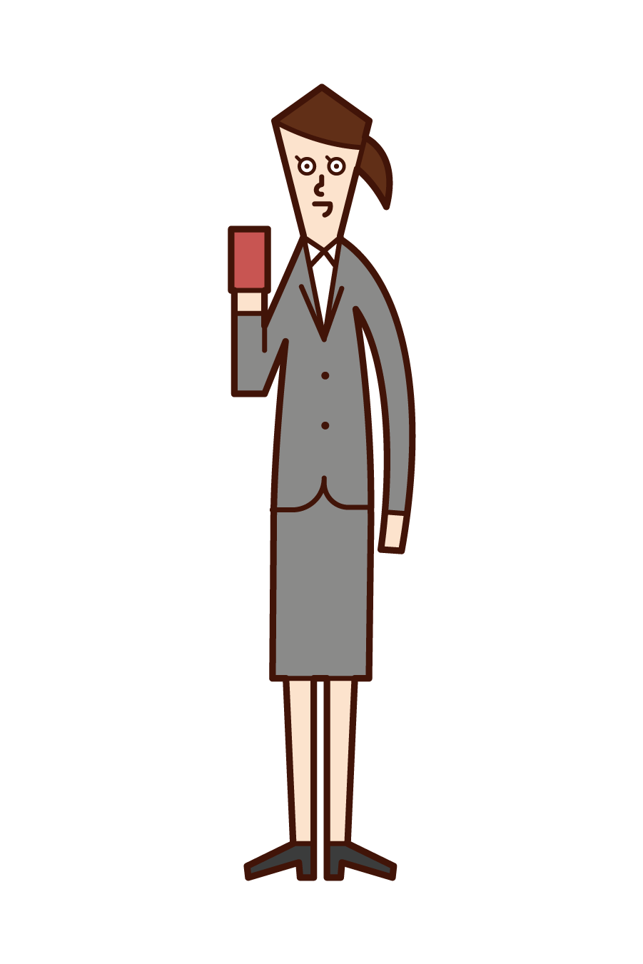 Illustration of a woman with a smartphone or card